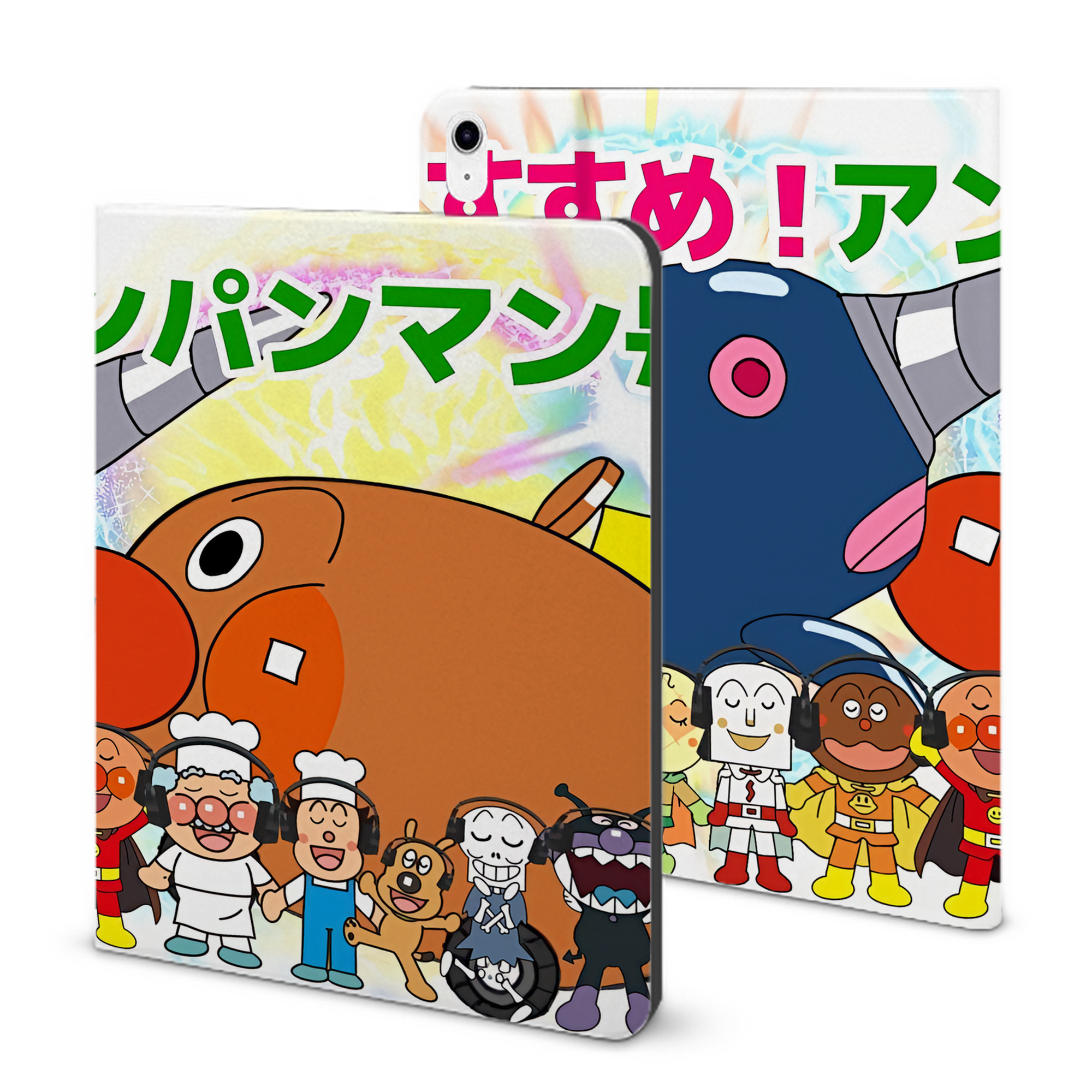 （画像用） アンパンマン Anpanman IPad ケース ブック型 PUレザー TPU 耐衝撃 軽量 薄型 ペン収納なし 全面保護 IPad 各モデル対応